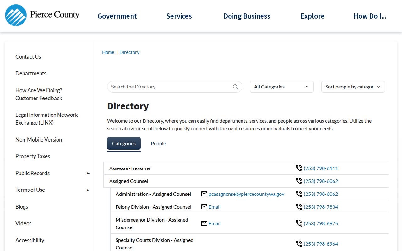 Graham people directories in the Pierce County staff search