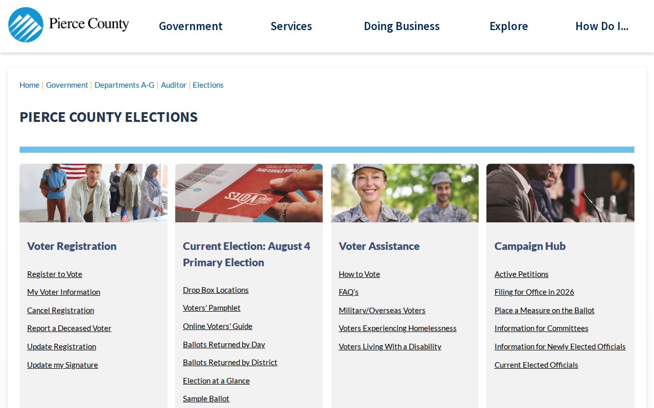 Pierce County Elections office serving Graham voter registration records
