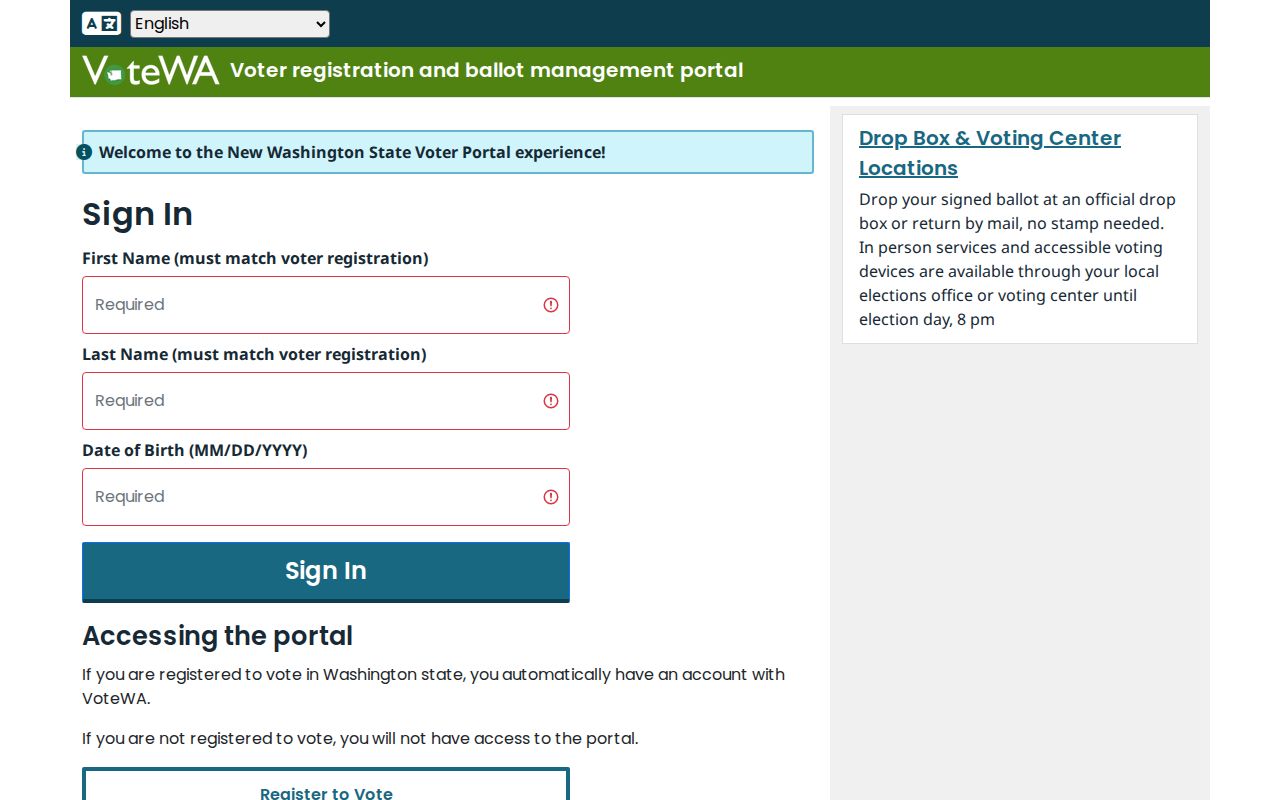 Graham voter registration lookup fields in VoteWA
